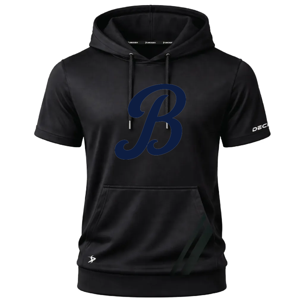 [FOSHSMBK-AS-LOGO1] Decker Adult Short Sleeve Summit Hoodie (Black, Adult S, Logo 1)