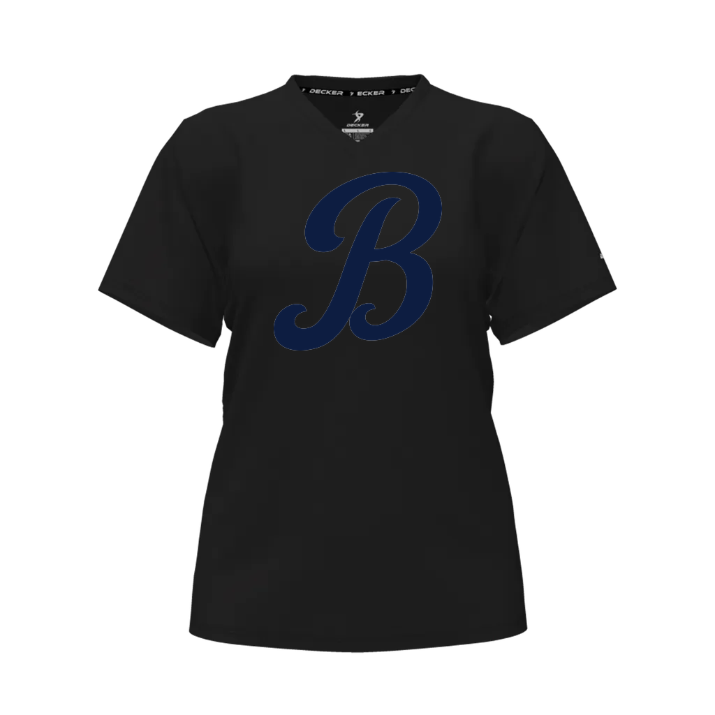[CUS-DFW-TEES-PER-VNK-SSL-BLK-FAS-LOGO1] Decker Women's Performance T-Shirt - Short Sleeve (Black, Female Adult S, Logo 1)