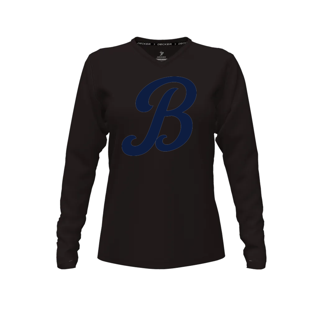 [CUS-DFW-TEES-CMF-VNK-LSL-BLK-FYS-LOGO1] Decker Women's Comfort T-Shirt - Long Sleeve (Black, Female Youth S, Logo 1)